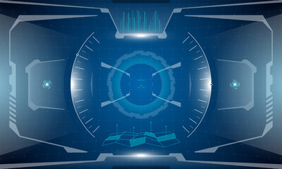 Poster - vr hud futuristic interface cyberpunk screen design. sci-fi virtual reality simulator technology vie