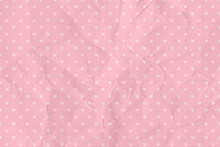 Crumpled Pink Paper Texture Background, Dot Pattern. Valentine's Day Background Concept