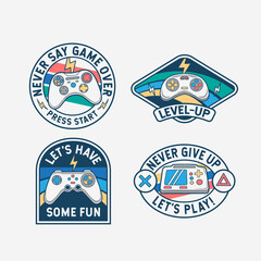 Wall Mural - set of gamepad badges, patches, emblems, badges and labels.