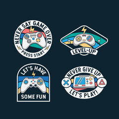 Wall Mural - set of gamepad badges, patches, emblems, badges and labels.