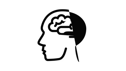 Poster - Human think brain icon animation best object on white background