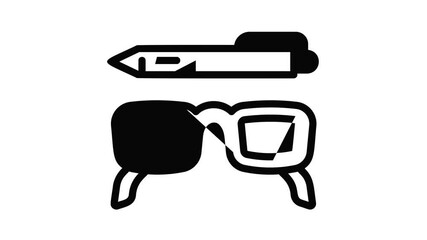 Poster - Glasses and pen icon animation best object on white background