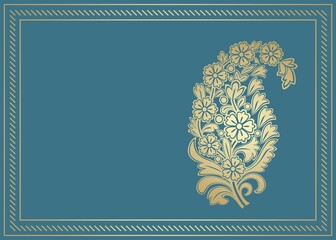 Canvas Print - wedding template design, paisley floral motif , India	