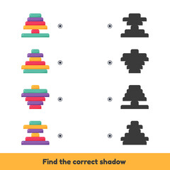 Wall Mural - Matching game for kids preschool and kindergarten age. Find the correct shadow. Pyramids.