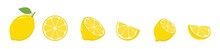 Fresh Lemon Fruits Icon, Yellow Lemon Slice, Vector Illustration 	
