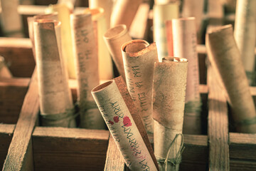 Poster - Closeup of library full of medieval and old scrolls