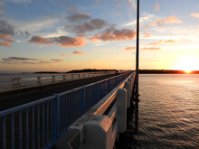 Closeup Shot Of The Bribie Island Bridge Under The Sunset Sky