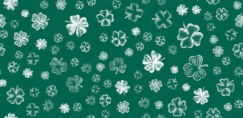 Wall Mural - Clover set. Patrick's day.  Hand drawn illustration,Vector.	