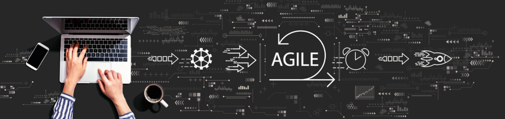 Poster - agile concept with person using a laptop computer