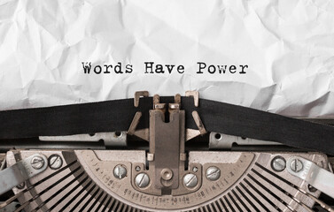 Wall Mural - Text Words Have Power typed on retro typewriter
