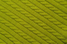 Green Knitted Cable Pattern Texture Background