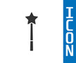 © Vadim - Grey Magic wand icon isolated on white background. Star shape magic accessory. Magical power. Vector.