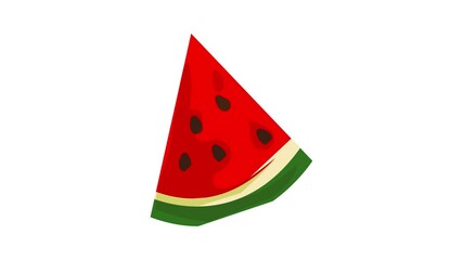 Wall Mural - Watermelon slice icon animation best object on white background