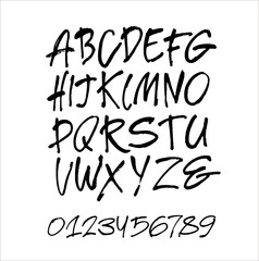 Wall Mural - vector acrylic brush style hand drawn alphabet font. calligraphy alphabet on a white background