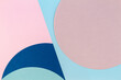 Abstract color paper background. Pastel pink and blue color round circle shape geometry composition. Top view
