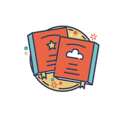 Sticker - Illustration of two colorful books isolated on a white background