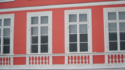 Sticker - red wall with windows