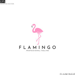 Canvas Print - Flamingo logo. Isolated bird on white background 