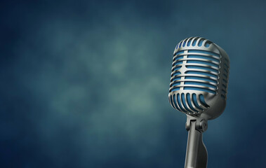 Retro microphone with colorful blured background