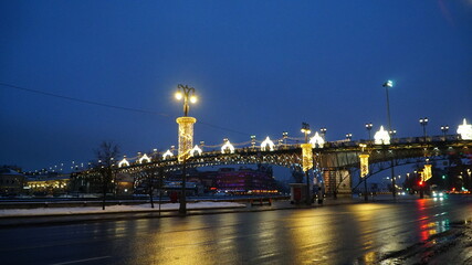 Wall Mural - bridge over the river at night