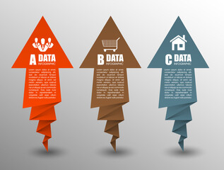 Aufkleber - Set of origami vector arrow banners with shadow for websites or business design