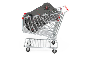 Canvas Print - Shopping cart with mini keyboard. 3D rendering