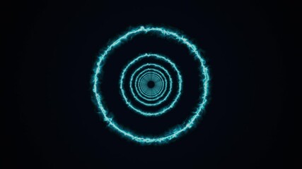 Poster - Rotating rings of energy form an endless tunnel, computer generated. 3d rendering of bright backdrop