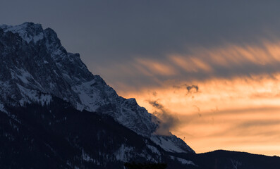 Wall Mural - sunset in the mountains - background with vertical divider