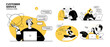 Customer service concept illustrations. Collection of individual scenes for technical support assistant, customer and operator vector. Customer service, hotline operator advises customer, online