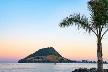 Sticker - Landmark Mount Maunganui on horizon across Tauranga harbour from Sulphur Point