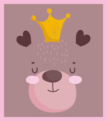 Poster - cute bear with crown animal cartoon background