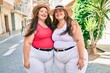 © Krakenimages.com - Two plus size overweight sisters twins women hugging together outdoors