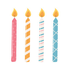 Wall Mural - happy birthday decorative candles light celebration party cartoon