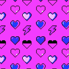 Aufkleber - Pattern made of pixel hearts, design for wrapping paper. Vector background for Saint Valentine's Day.