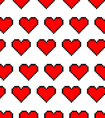 Aufkleber - Pattern made of pixel hearts, design for wrapping paper. Vector background for Saint Valentine's Day.