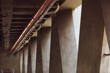 Poster - modern concrete structure,Concrete structures of large buildings, internal structures in condominiums,