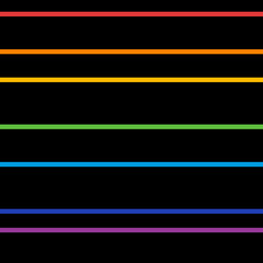 rainbow colored irregular horizontal lines, vector seamless pattern with black color background