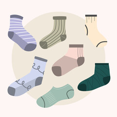 Wall Mural - long and short socks icon group vector design