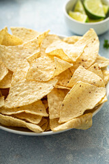 Wall Mural - Corn tortilla chips in a bowl ready to be eaten