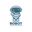 © nupixel - cute cartoon blue robot mascot logo character illustration
