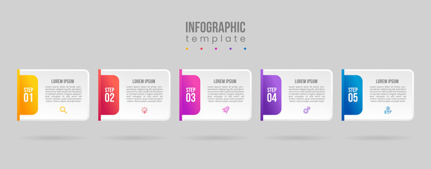 Wall Mural - business infographic template with 5 steps option