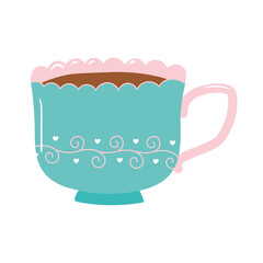 Poster - tea and coffee cup romantic design icon over white background