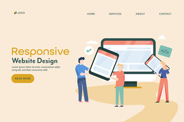 web development team working on responsive web design. responsive website for cross device platform.