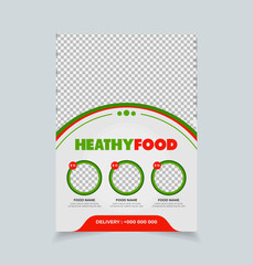 Wall Mural - healthy restaurant flyer design, food flyer template, restaurant menu vector template in a4 size