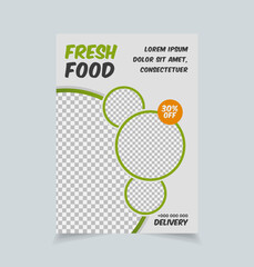 Wall Mural - healthy restaurant flyer design, food flyer template, restaurant menu vector template in a4 size