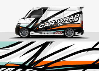 Car decal, truck and cargo van wrap vector. Graphic abstract stripe designs for branding and livery vehicle
