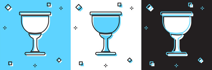 Canvas Print - Set Holy grail or chalice icon isolated on blue and white, black background. Christian chalice. Christianity icon. Vector.