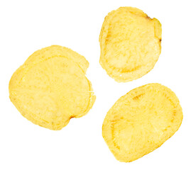 Canvas Print - Fried potato chips isolated on a white