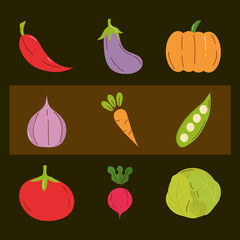 Canvas Print - Vegetables icon set vector design