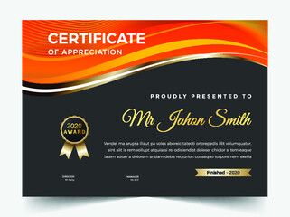 Wall Mural - Professional elegant blue and gold diploma certificate template